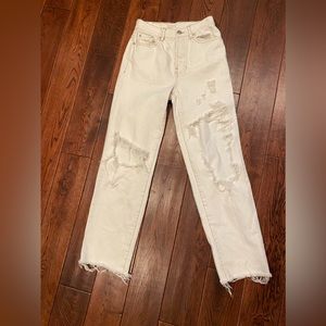 PacSun distressed cream jeans sz 22